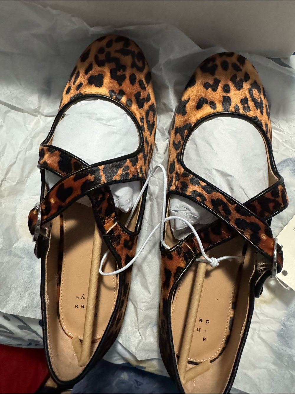 Leopard Print Mary Jane Flats - Brown/Black